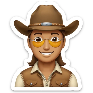 Character with white eye patch and cowboy hat sticker