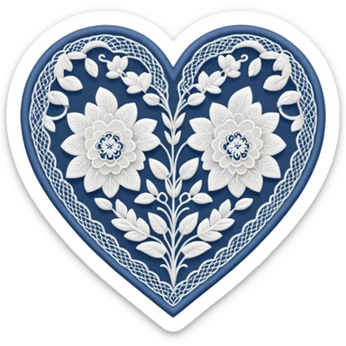 delicate lace pattern inside a heart sticker