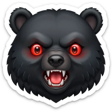 black bear with red eyes growling sticker