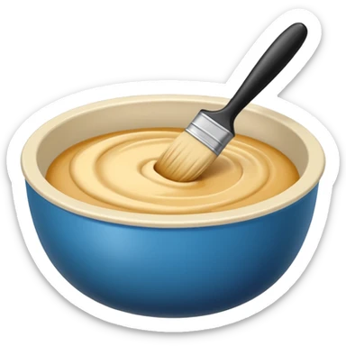 bowl of blonde hair dye with a brush next to it sticker