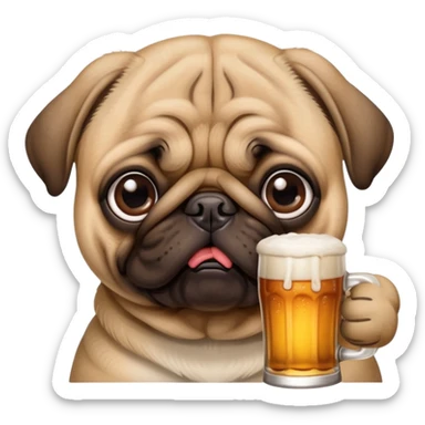 Pug with beer sticker
