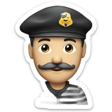 a beret wearing mustached man with striped shirt sticker