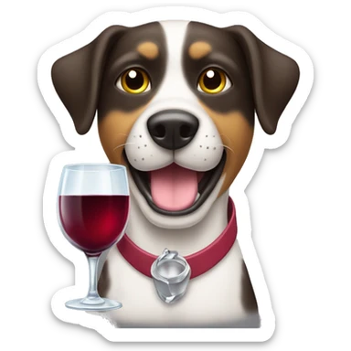 perro sabueso con copa de vino sticker