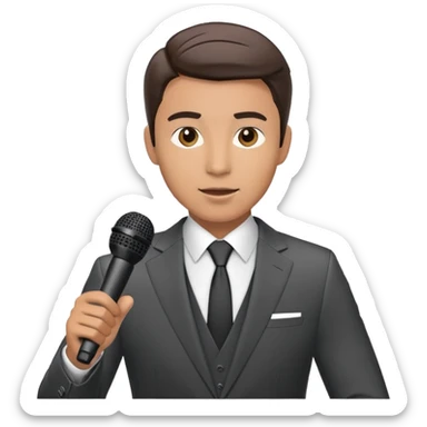 Vavinews Man, news reporter with microphone and suit sticker
