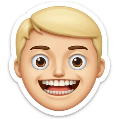 Regular emoji style twitching eye and chattering his teeth sticker