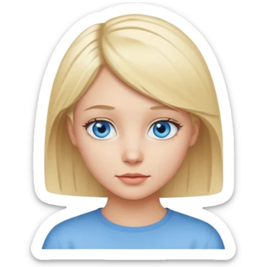 A girl with blue eyes and blond short hair and white skin  sticker