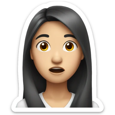 Asian woman with long hair shocked expression sticker