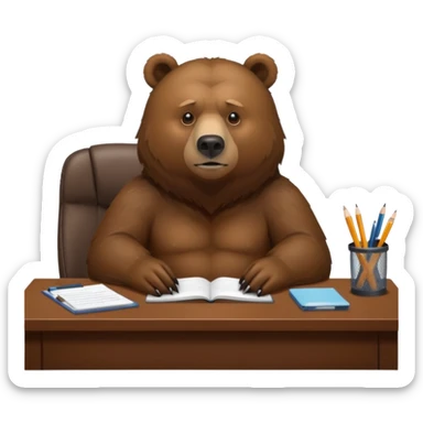 motzender bär im büro sticker