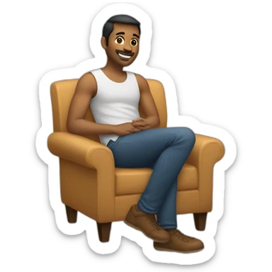 A man with a leg in his lap sticker