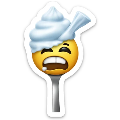 Crazy emoji snorting sugar off of a spoon sticker