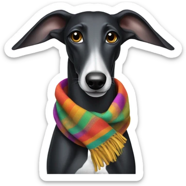 Black greyhound with a scarf sticker