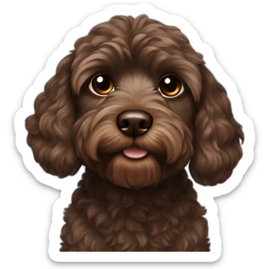 Straight hair dark brown cava poo sticker