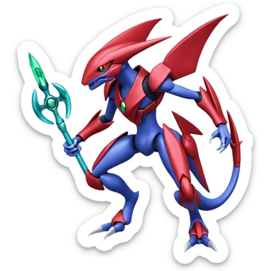 Shiny Blue Smooth Glossy Soft Inteleon-Scizor-Genesect-Bisharp-Pokémon-Fusion, full body sticker