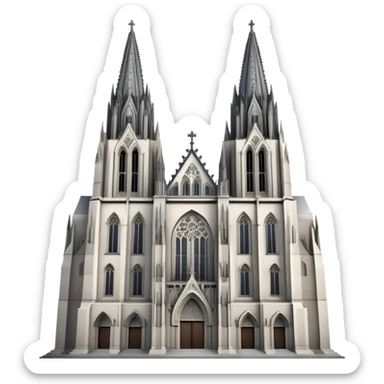 Cinematic Realistic Cologne Cathedral Landmark Emoji, showcasing Gothic architecture rendered with detailed stone textures and majestic, dynamic lighting. two tall  tall towers on the left side and an opening on the lower right sticker