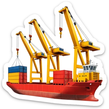 Cranes at the dock, import sticker