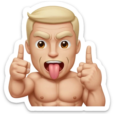 sigma with tongue sticking out with middle finger  sticker