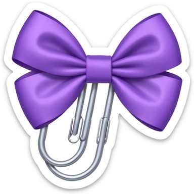 one silver paper clip with a purple bow in the middle sticker