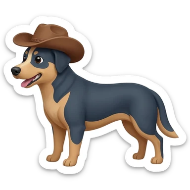 blue heeler dog in a cowboy hat sticker