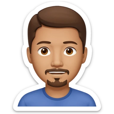 Asian man with brown hair and a goatee, friendly expression sticker