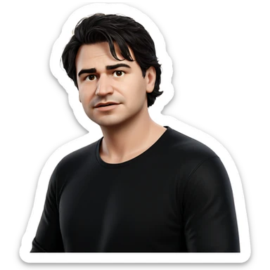realistic male portrait in black sticker