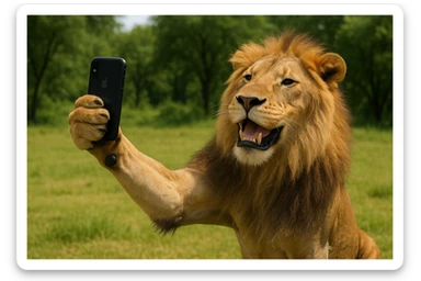 Selfie lion sticker