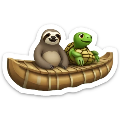 Sloth and turtle on a raft sticker