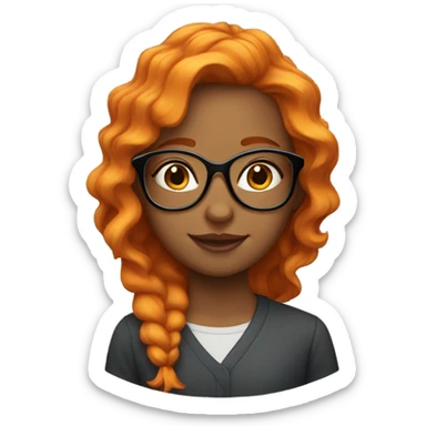 girl orange waves hair whit glasés sticker