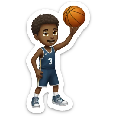 Boy hitting three pointer sticker