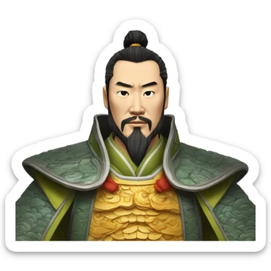 /imagine prompt: "emoji style portrait of Qin Shi Huang, Emperor of China, wearing a dragon robe, a determined expression on his face, detailed and realistic" --v 4 --q 2 sticker
