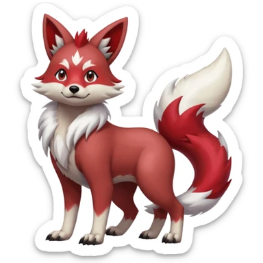 Colorful Skilled Adept Graceful Asian Painted Furret-Lycanroc-Zangoose-fusion-hybrid-creature (full body) sticker
