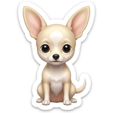 white Chihuahua with black dots. Big ears and big eyes. Full body sticker