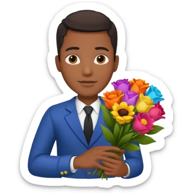 Black Male hand give a bogue of flowers sticker