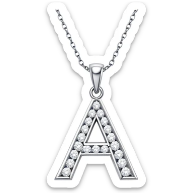 Diamond necklace with the letter A in cursive pendant  sticker