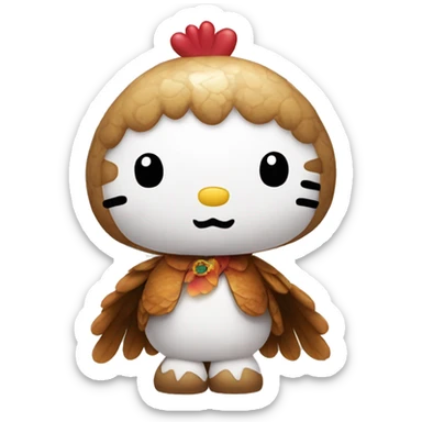 Hello kitty wearing a turkey costume  sticker