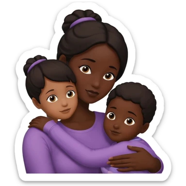 mother and child silhouettes embraced by hands sticker
