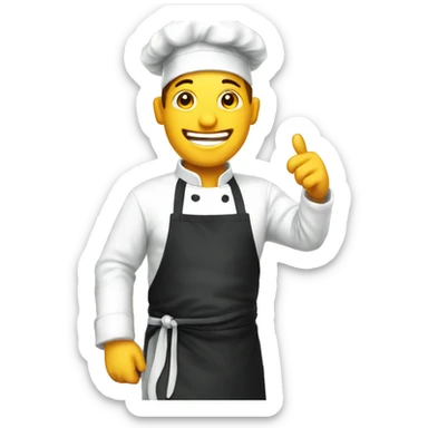 smiling chef in kitchen. Add background kitchen set sticker