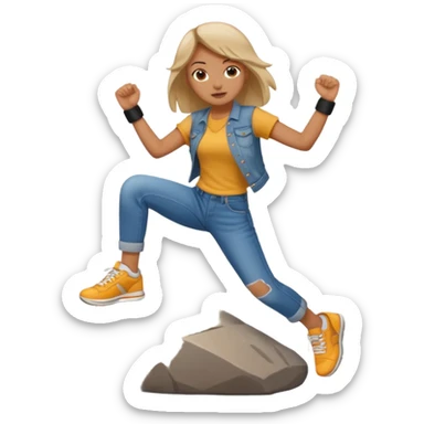 Girl kicking rocks sticker