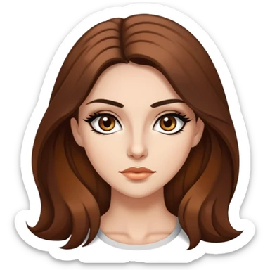 Long brown hair, hazel eyes, sharp black eyeliner Baddie sticker