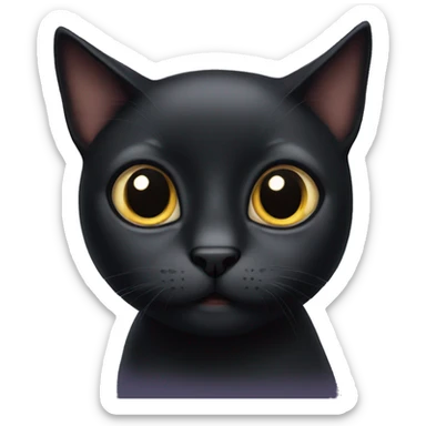 Black cat with big eyes sticker