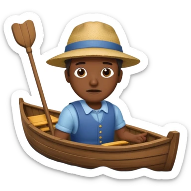 rowboat sinking, man with dark skintone rowing sticker