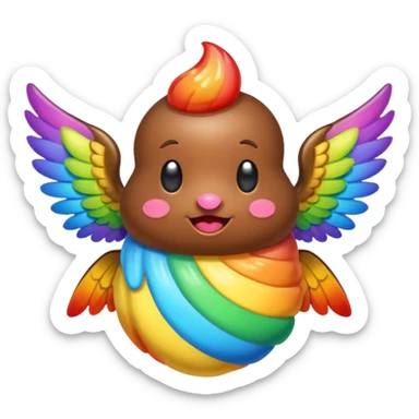 rainbow poop with wings sticker