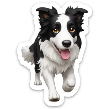 white border collie walk sticker