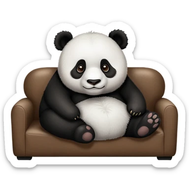 panda lie down in a brown canvas sofa sticker