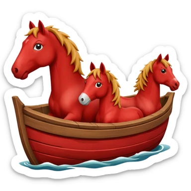 2 red horses in a boat sticker