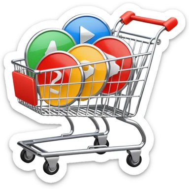 shopping cart with multiple round video play buttons sticker