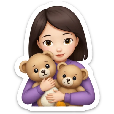 Little chinese girl – hugging a teddy bear.
 sticker