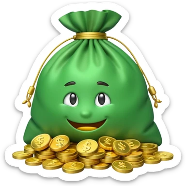 Luxury 3D emoji, overflowing money bag, stacks of cash, premium lighting, rich glossy look, ultra clean, transparent background


 sticker