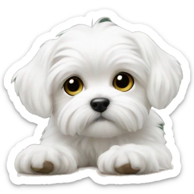 Maltese puppy with sticker