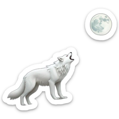 White wolf howling at the moon sticker