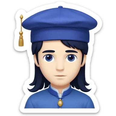 pale blueberry prince handsome with long black hair blueberry hat and clothes sticker